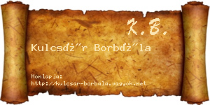 Kulcsár Borbála névjegykártya
